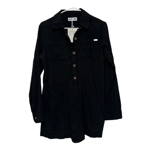 Reef Pants - Reef Black Long Sleeve Romper with Pockets Size Small beach,festival NWT